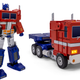 The Robosen Elite Edition Auto-Converting Optimus Prime in robot mode and the Freightliner semi-truck mode.